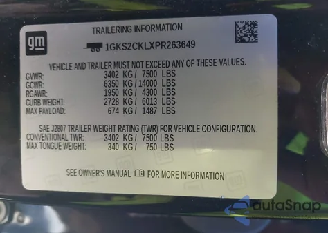 2023 GMC Yukon 4Wd At4 z USA, uszkodzony, nr VIN 1GKS2CKLXPR263649